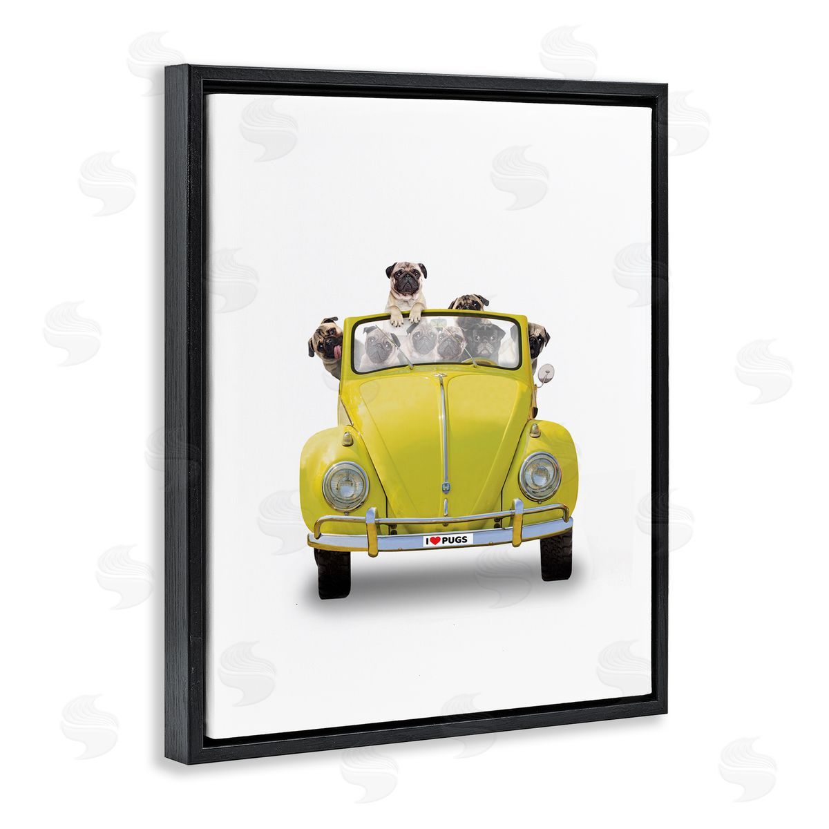 John Hovenstine Yellow Antique Car Love Pugs