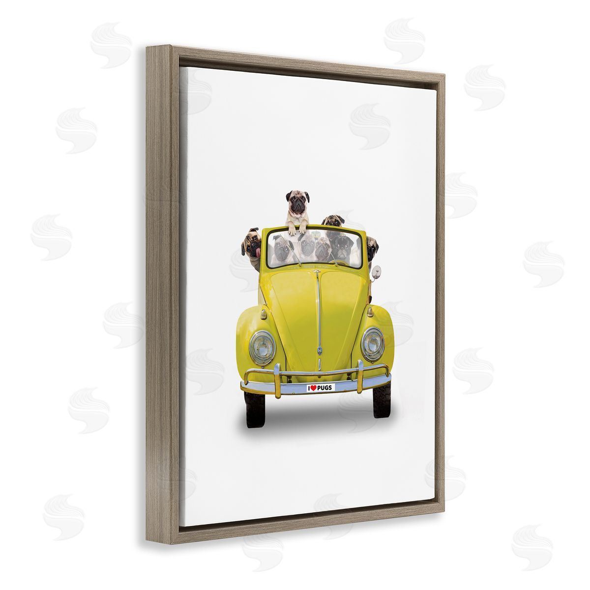 John Hovenstine Yellow Antique Car Love Pugs