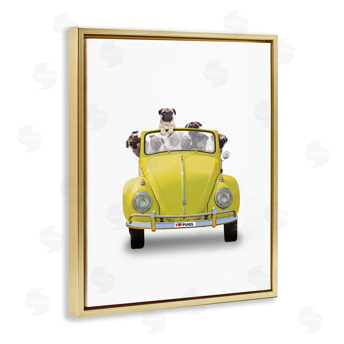 John Hovenstine Yellow Antique Car Love Pugs