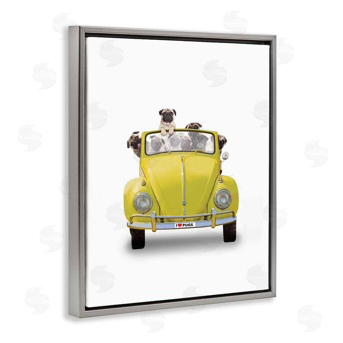 John Hovenstine Yellow Antique Car Love Pugs