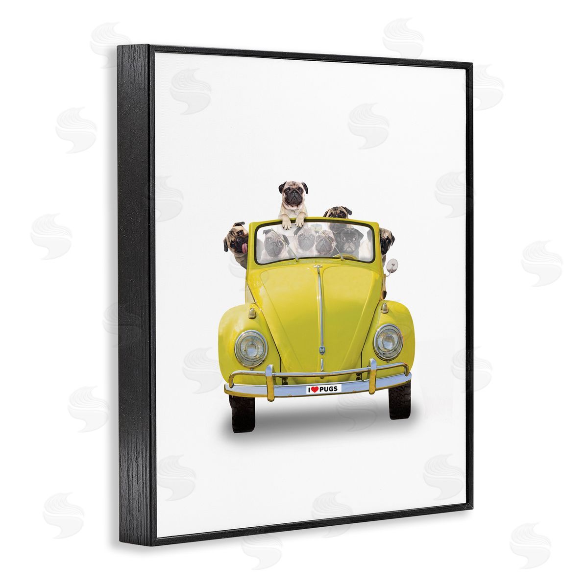 John Hovenstine Yellow Antique Car Love Pugs