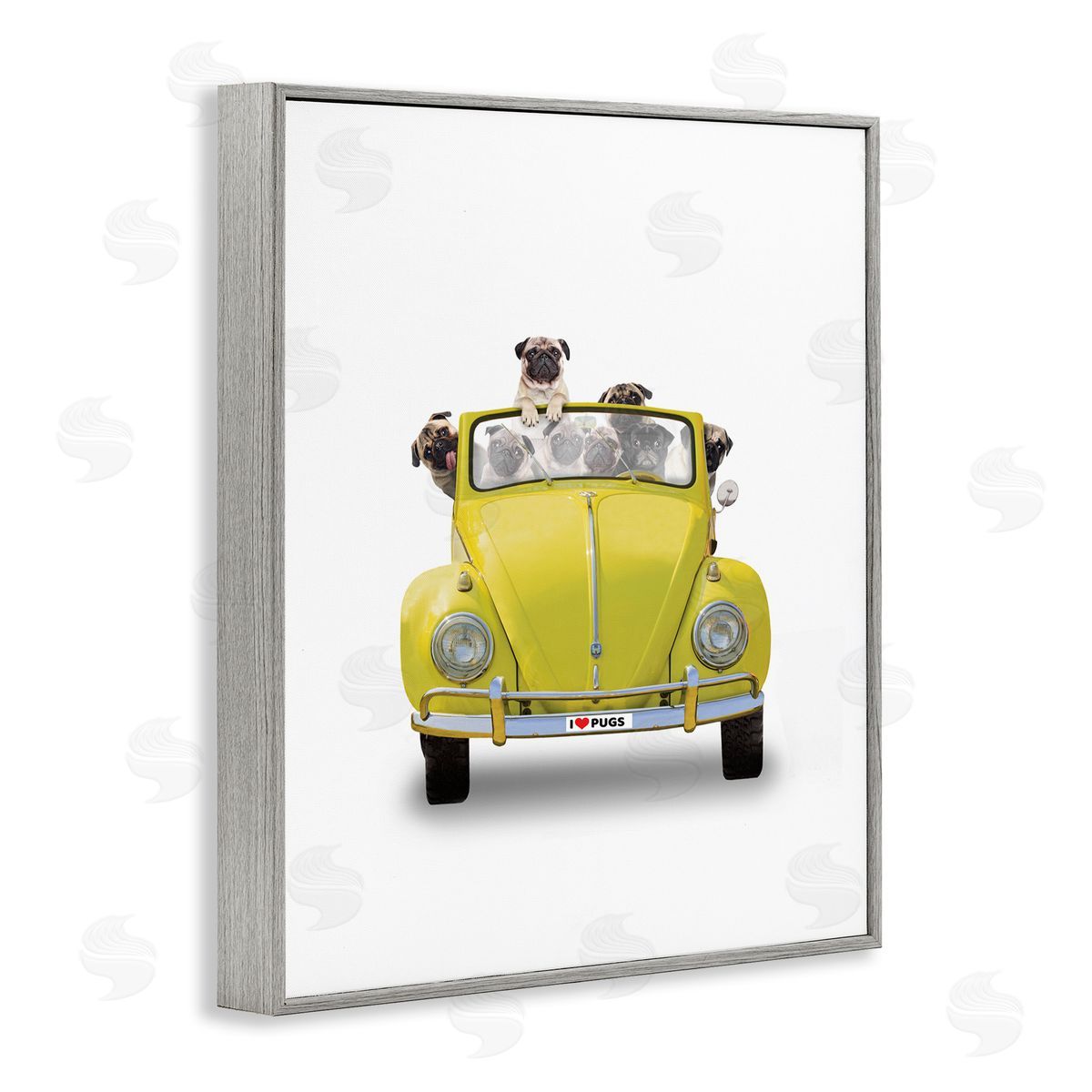 John Hovenstine Yellow Antique Car Love Pugs