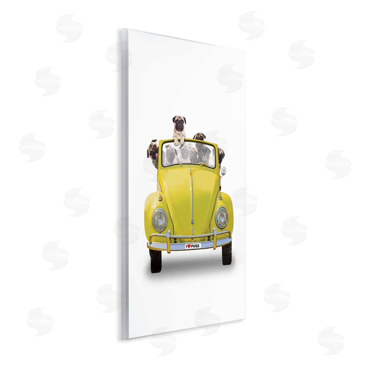 John Hovenstine Yellow Antique Car Love Pugs