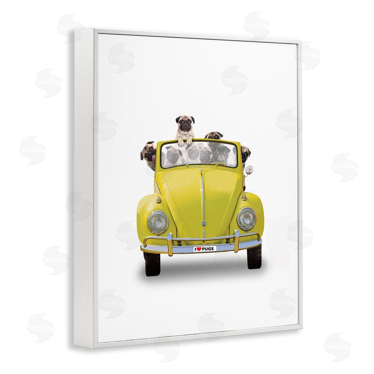 John Hovenstine Yellow Antique Car Love Pugs