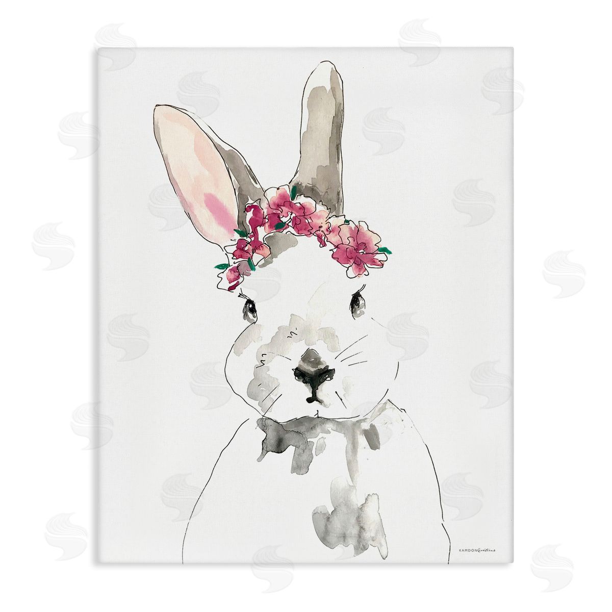 Kamdon Kreations Bunny Pink Flower Doodle