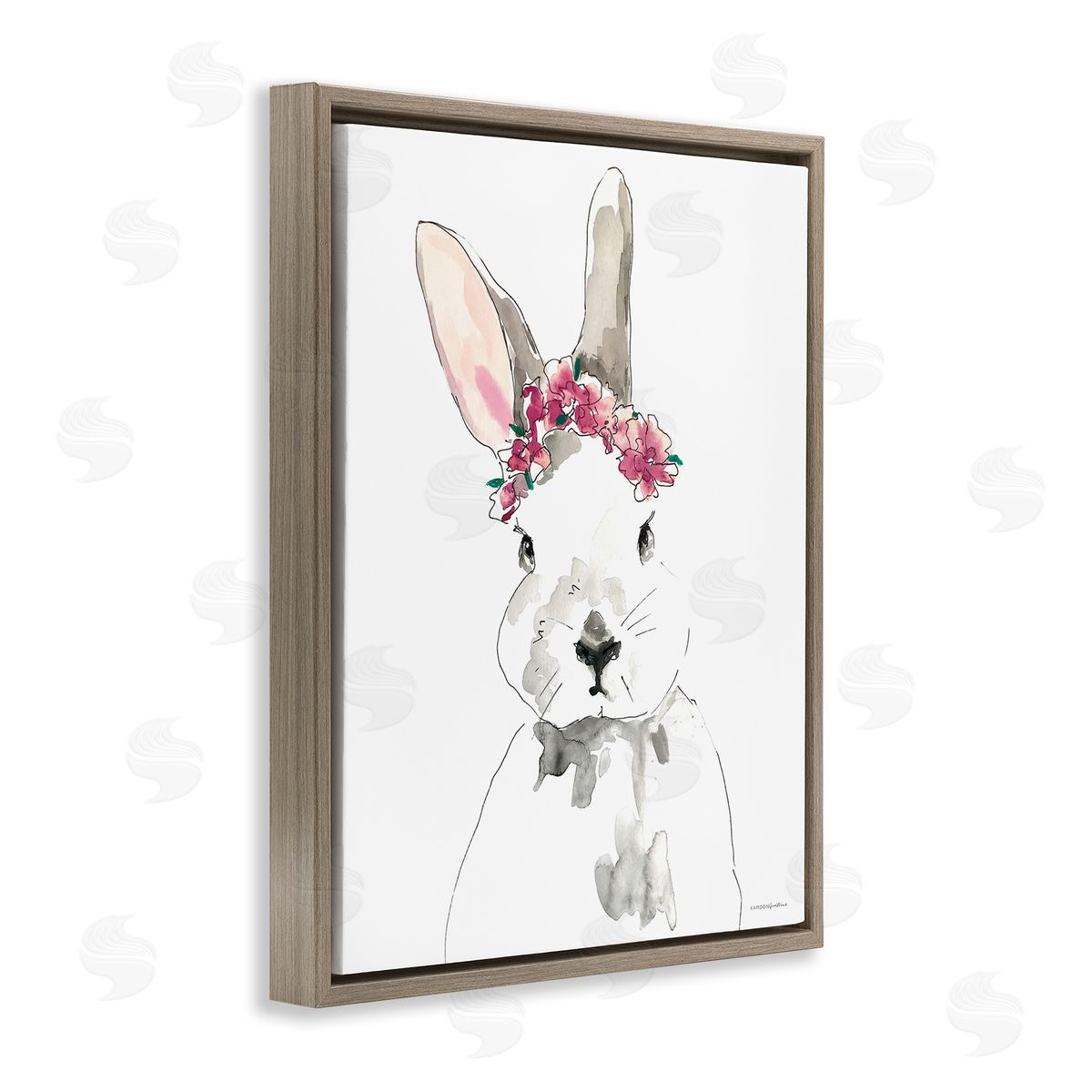 Kamdon Kreations Bunny Pink Flower Doodle