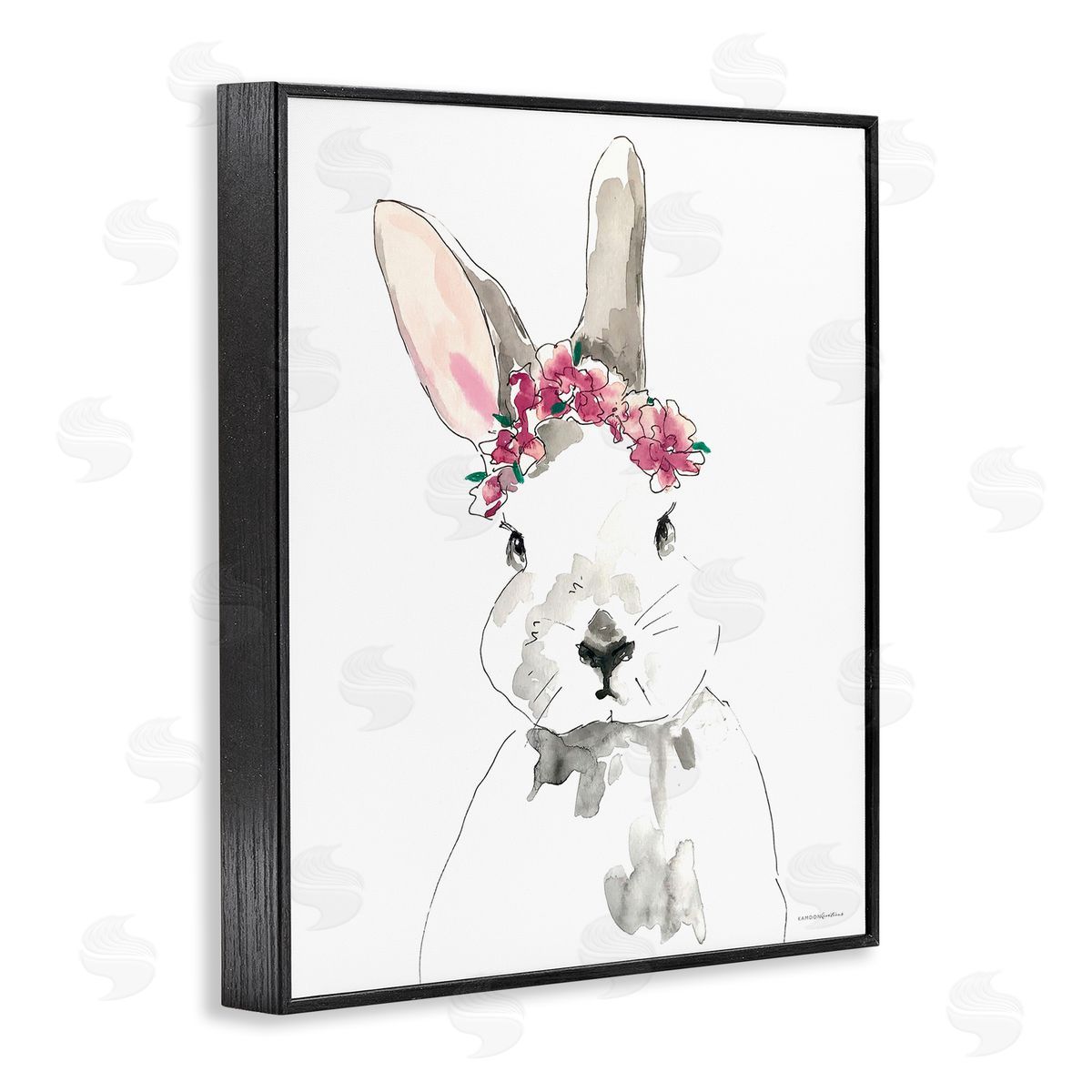 Kamdon Kreations Bunny Pink Flower Doodle