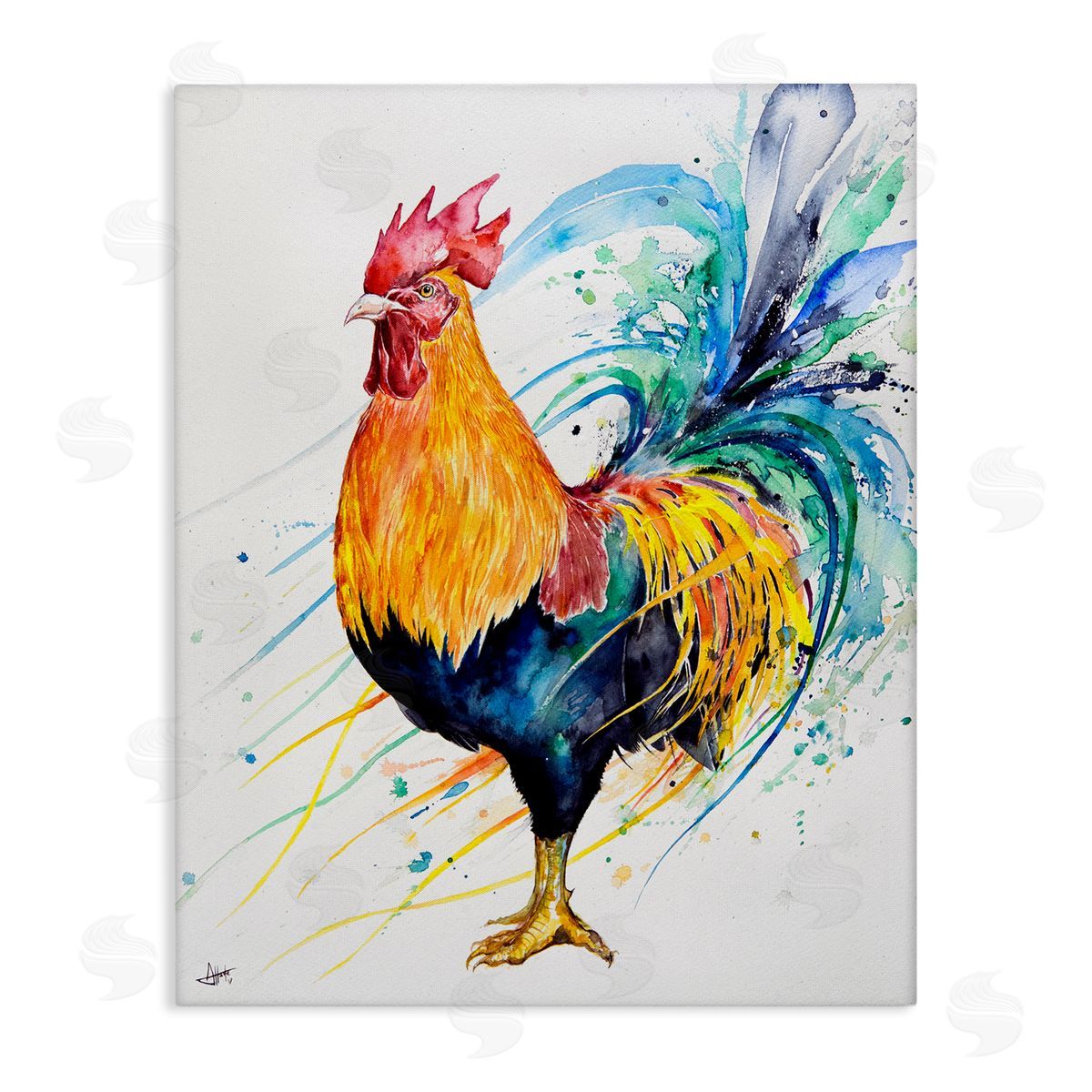 Marc Allante Modern Rooster Rainbow Splatter