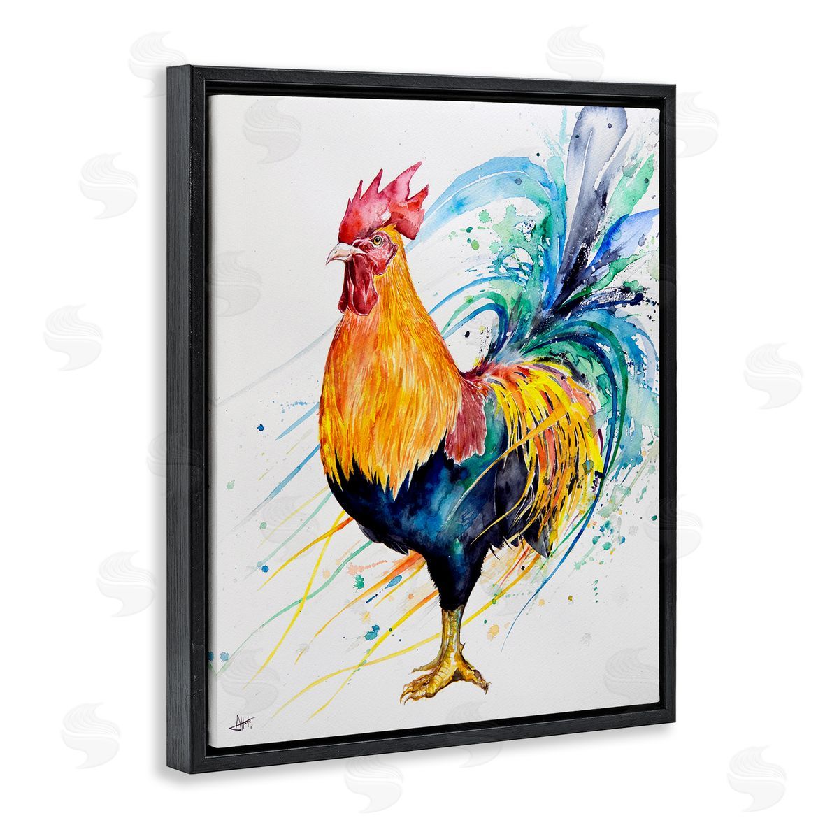 Marc Allante Modern Rooster Rainbow Splatter