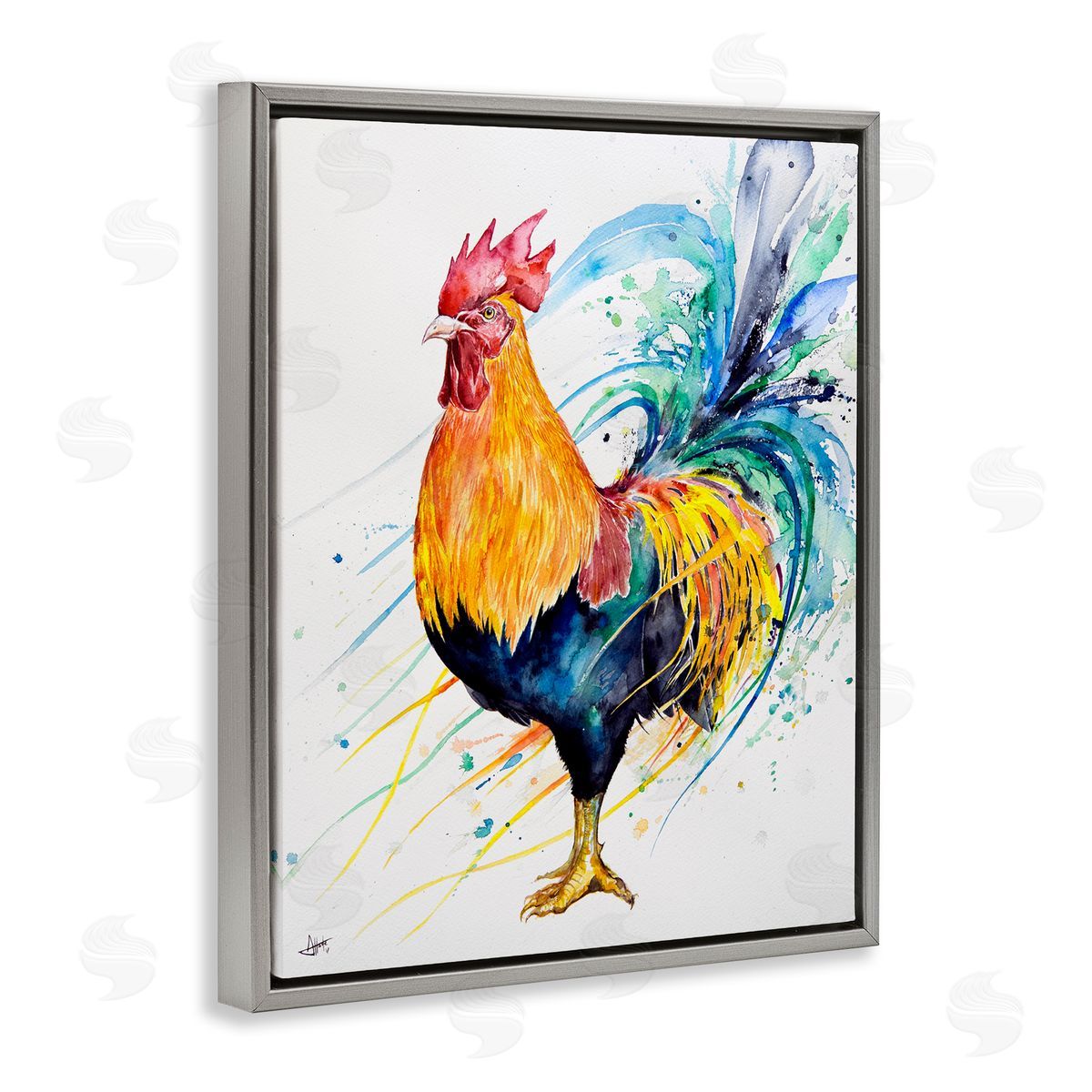 Marc Allante Modern Rooster Rainbow Splatter