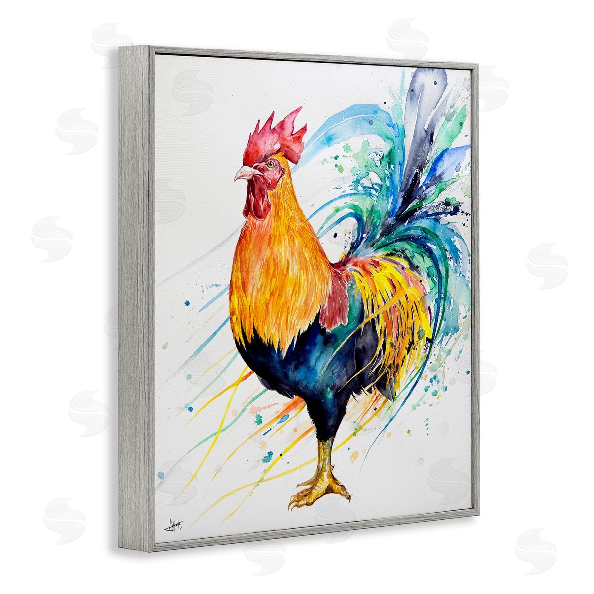 Marc Allante Modern Rooster Rainbow Splatter