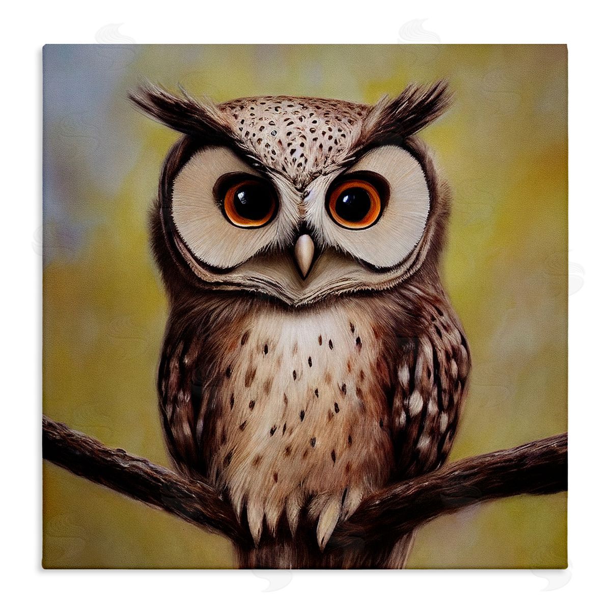 Alpenglow Workshop Detailed Owl Perched Wildlife Stretched Canvas Wall Art Print
