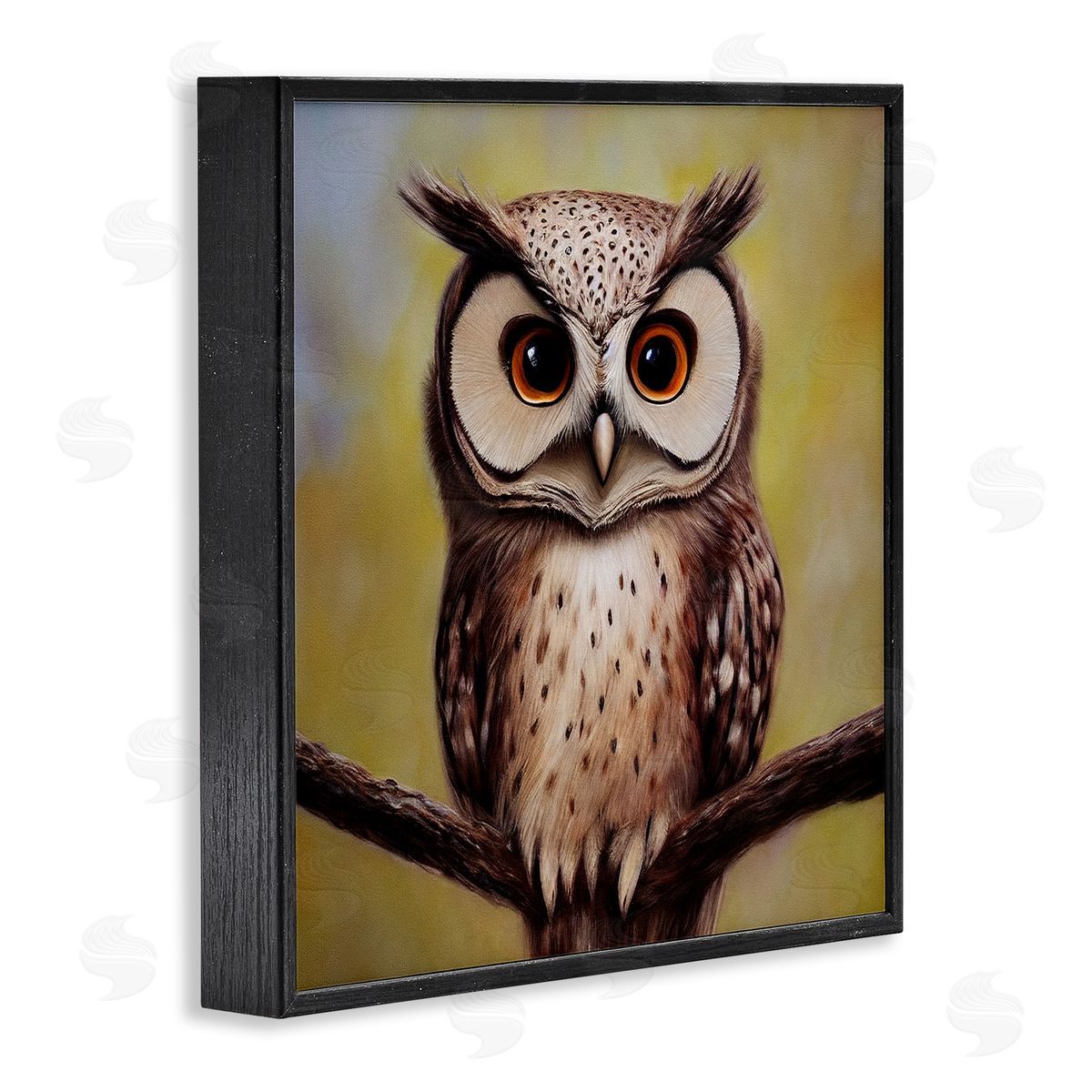 Alpenglow Workshop Detailed Owl Perched Wildlife Black Framed Glicee Wall Art Print