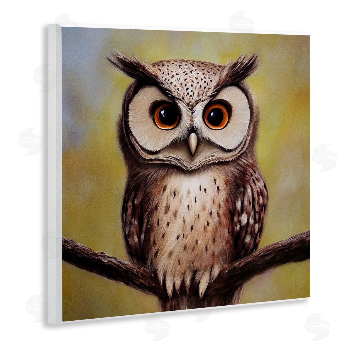Alpenglow Workshop Detailed Owl Perched Wildlife Wooden Wall Plaque Art Print