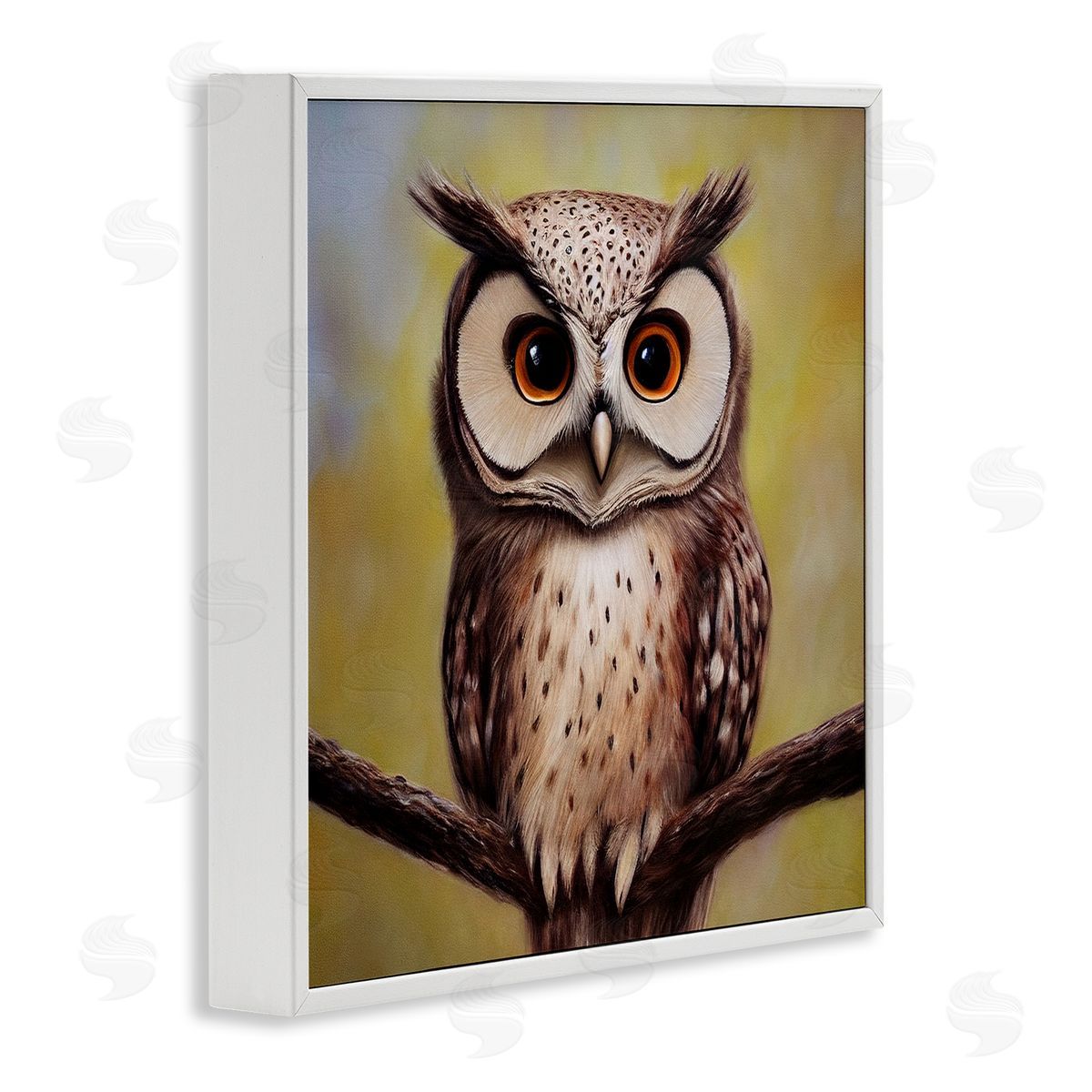 Alpenglow Workshop Detailed Owl Perched Wildlife White Framed Glicee Wall Art Print