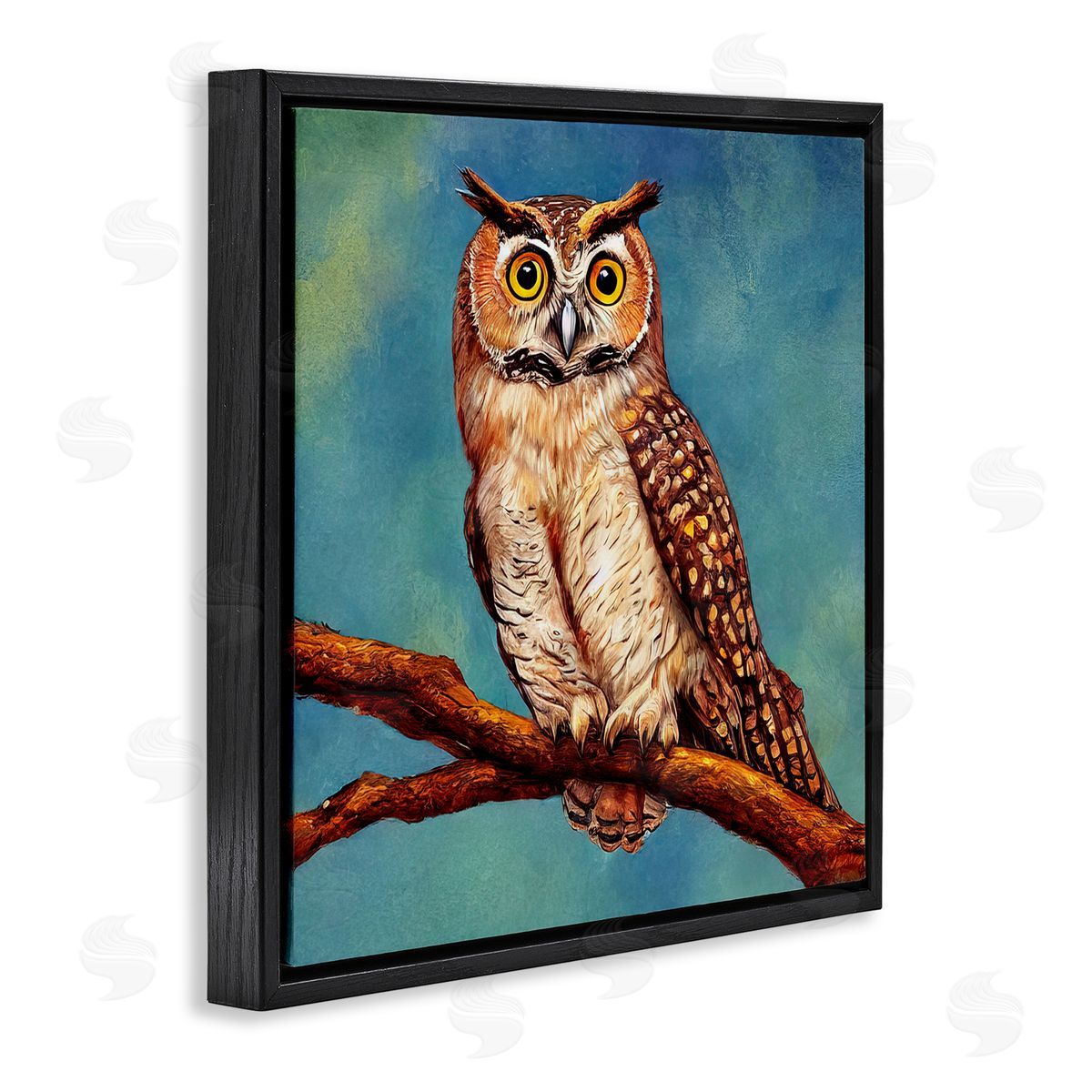 Alpenglow Workshop Detailed Owl Painting Nature Black Floating Frame Canvas Wall Art Print