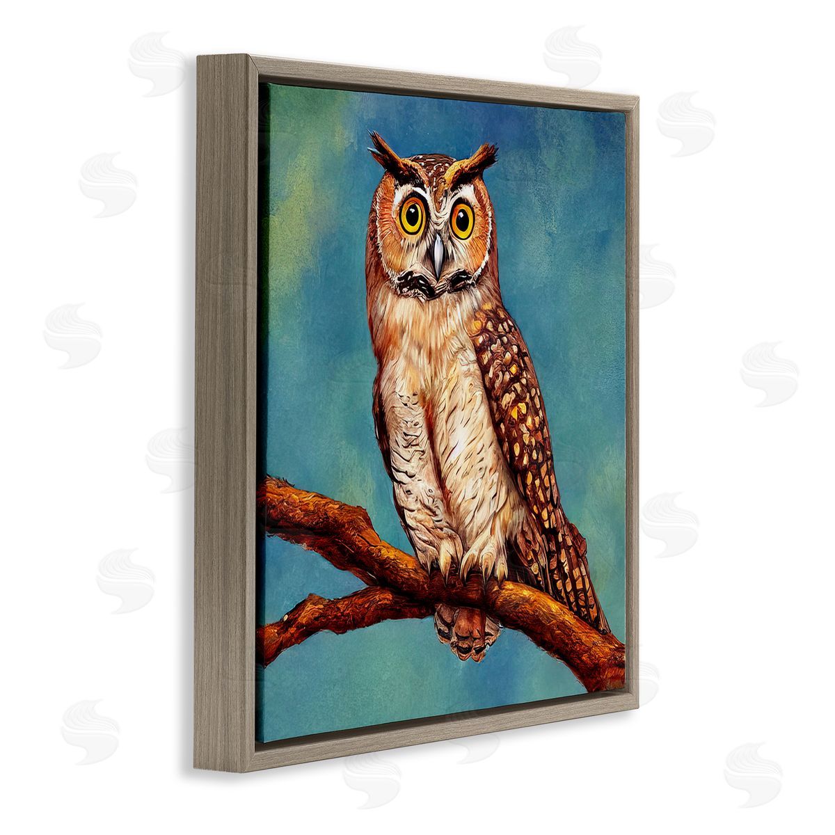 Alpenglow Workshop Detailed Owl Painting Nature Brown Floating Frame Canvas Wall Art Print