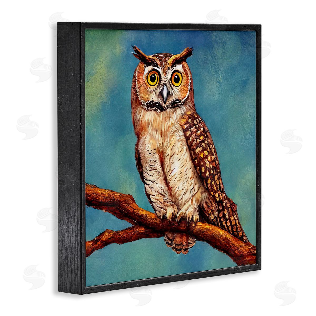 Alpenglow Workshop Detailed Owl Painting Nature Black Framed Glicee Wall Art Print