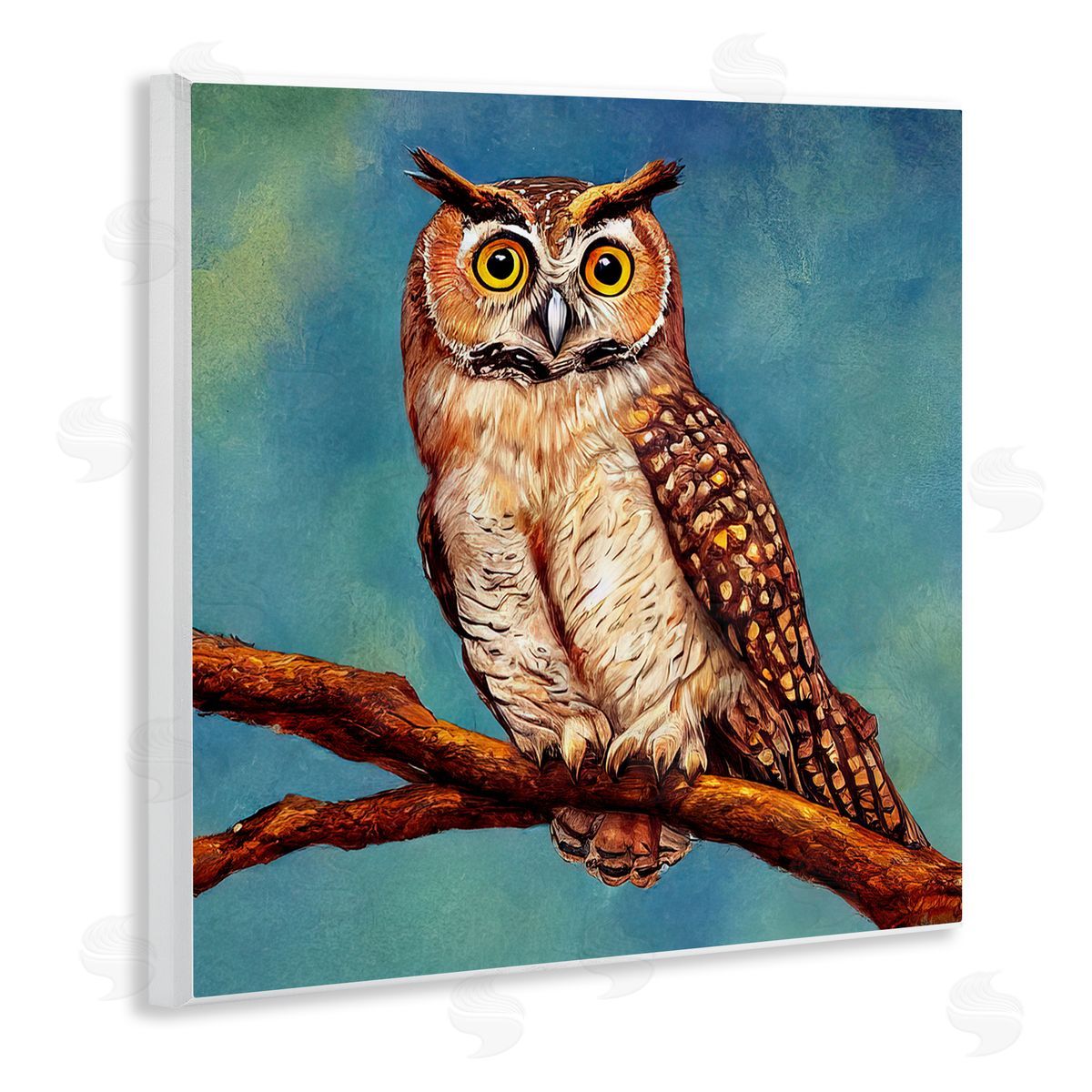 Alpenglow Workshop Detailed Owl Painting Nature Wooden Wall Plaque Art Print