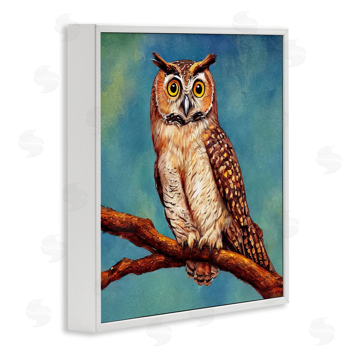 Alpenglow Workshop Detailed Owl Painting Nature White Framed Glicee Wall Art Print