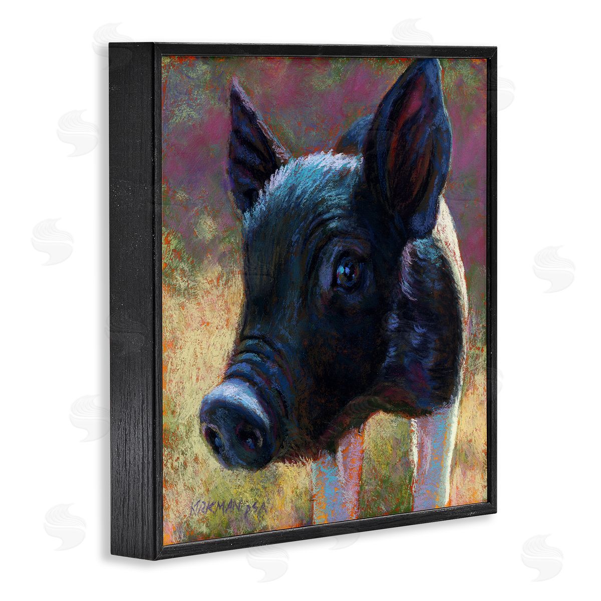 Rita Kirkman Cute Black Pig Close Up Portrait Black Framed Glicee Wall Art Print