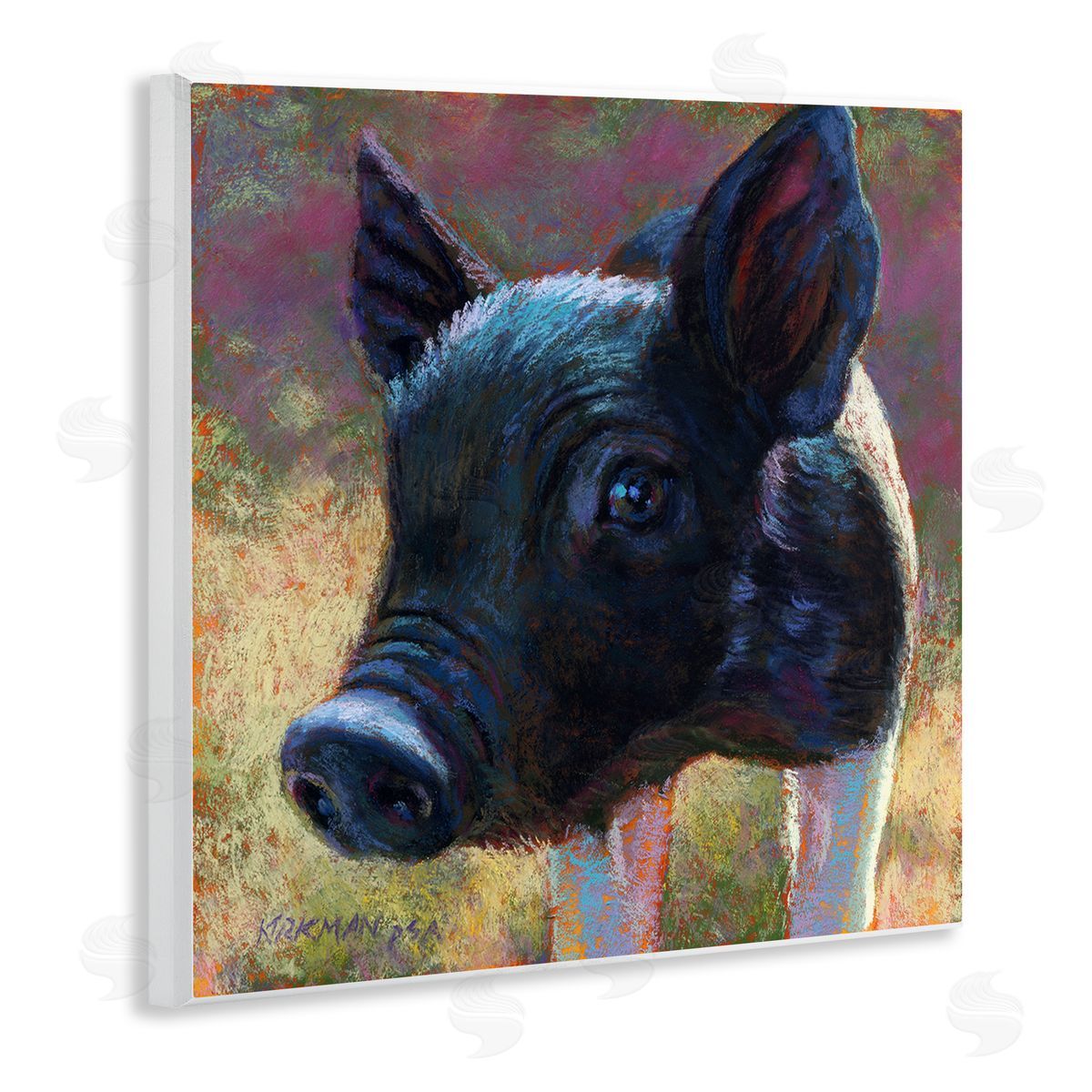 Rita Kirkman Cute Black Pig Close Up Portrait Wooden Wall Plaque Art Print