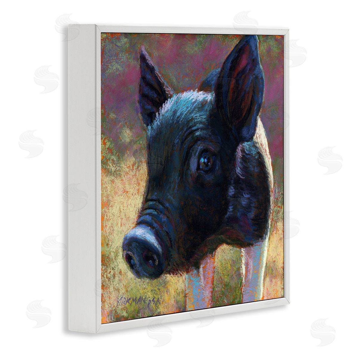 Rita Kirkman Cute Black Pig Close Up Portrait White Framed Glicee Wall Art Print