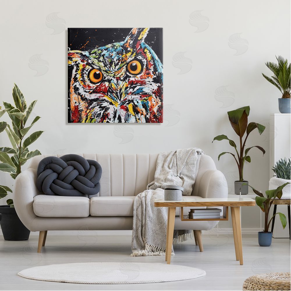 Jen Seeley Street Style Horned Owl Splatter Canvas Wall Art in Room