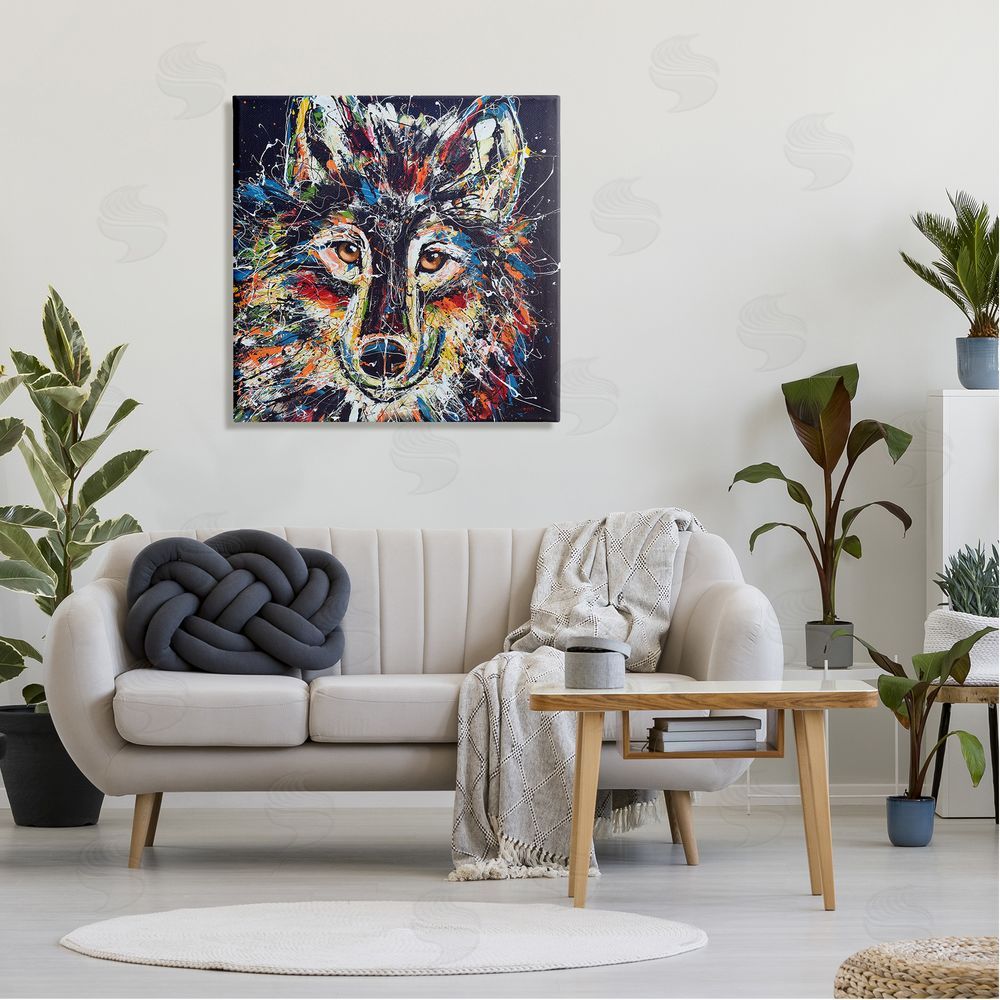 Jen Seeley Abstract Wolf Urban Style Hues  Canvas Wall Art in Room