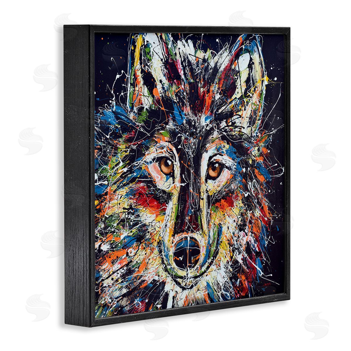 Jen Seeley Abstract Wolf Urban Style Hues  Black Framed Glicee Wall Art Print