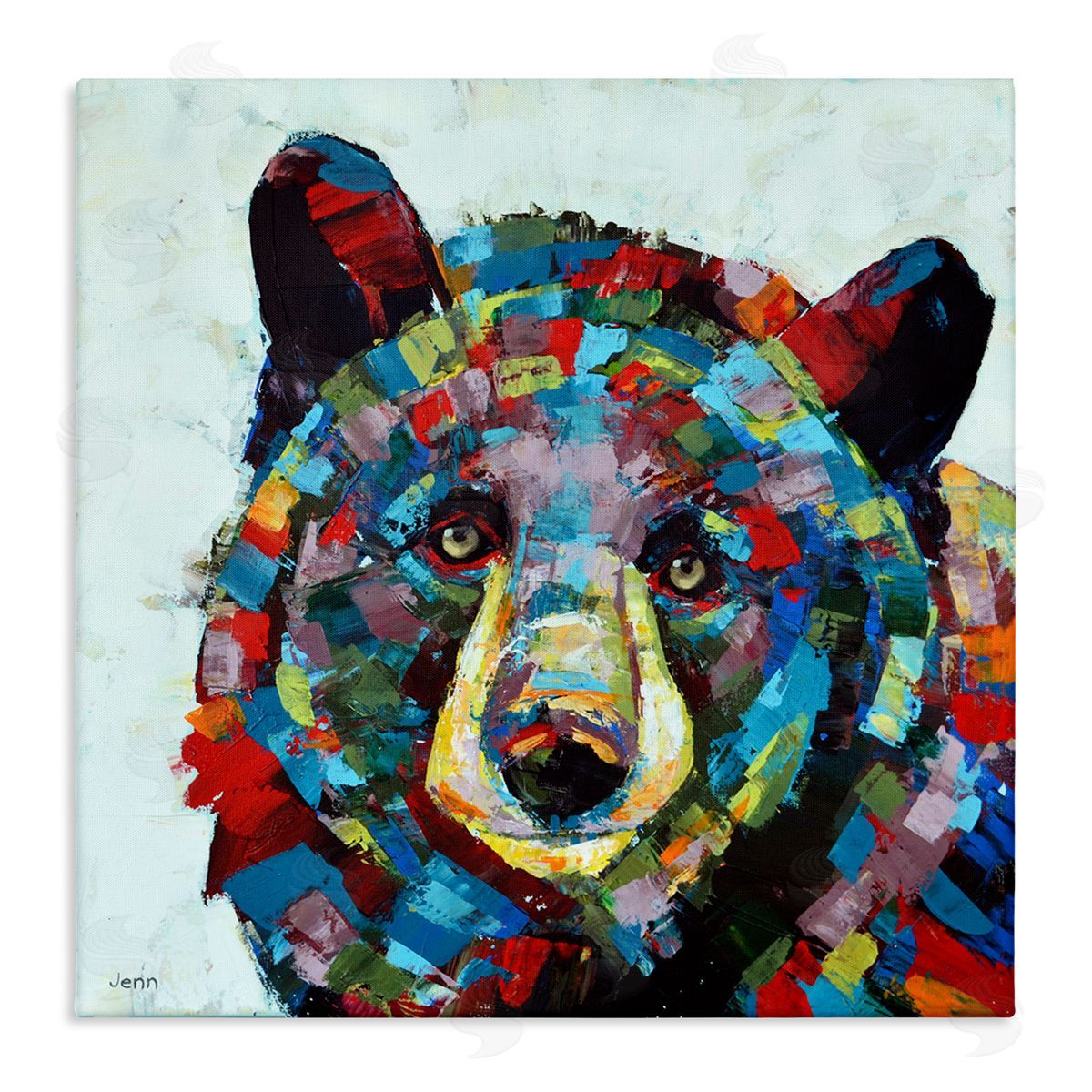 Jen Seeley Modern Kaleidoscopic Bear Portrait Stretched Canvas Wall Art Print