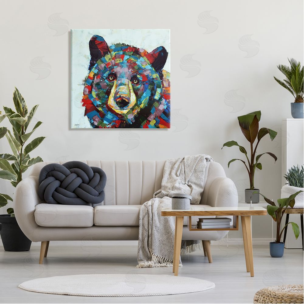 Jen Seeley Modern Kaleidoscopic Bear Portrait Canvas Wall Art in Room