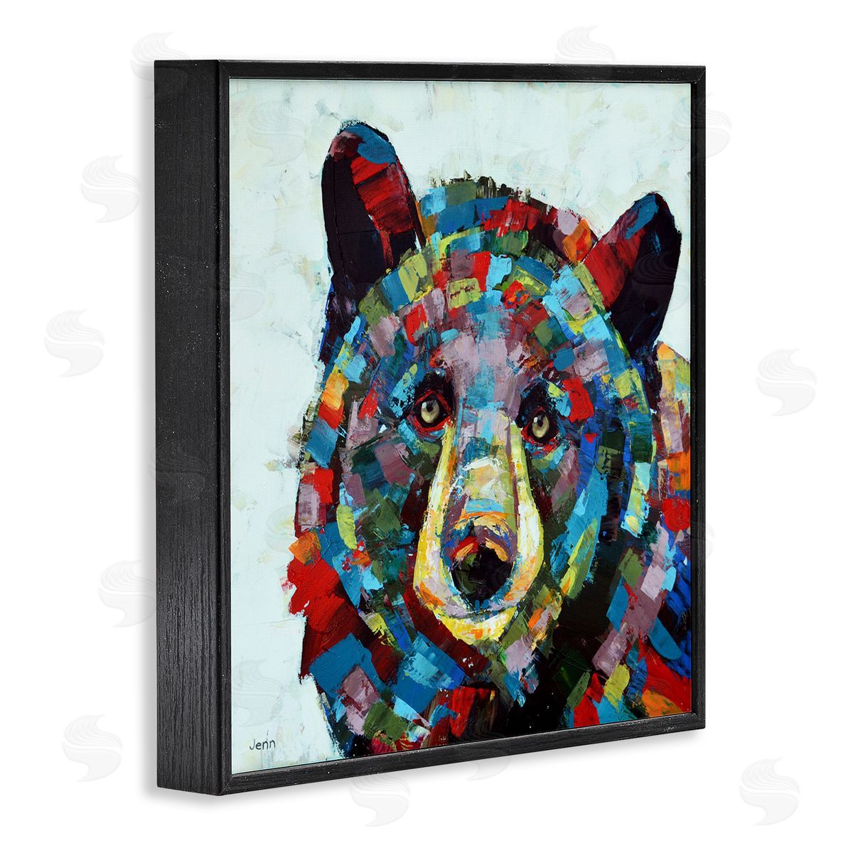 Jen Seeley Modern Kaleidoscopic Bear Portrait Black Framed Glicee Wall Art Print
