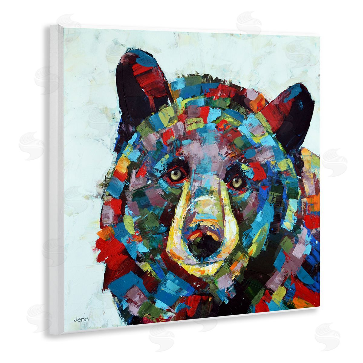 Jen Seeley Modern Kaleidoscopic Bear Portrait Wooden Wall Plaque Art Print