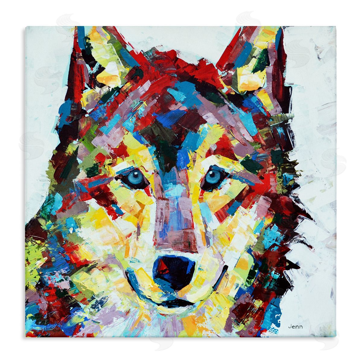 Jen Seeley Urban Style Wolf Abstract Stretched Canvas Wall Art Print