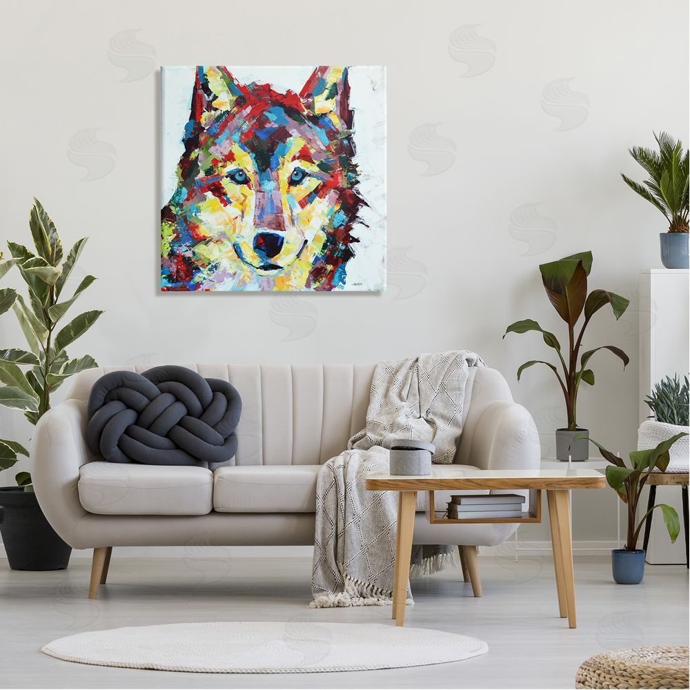 Jen Seeley Urban Style Wolf Abstract Canvas Wall Art in Room