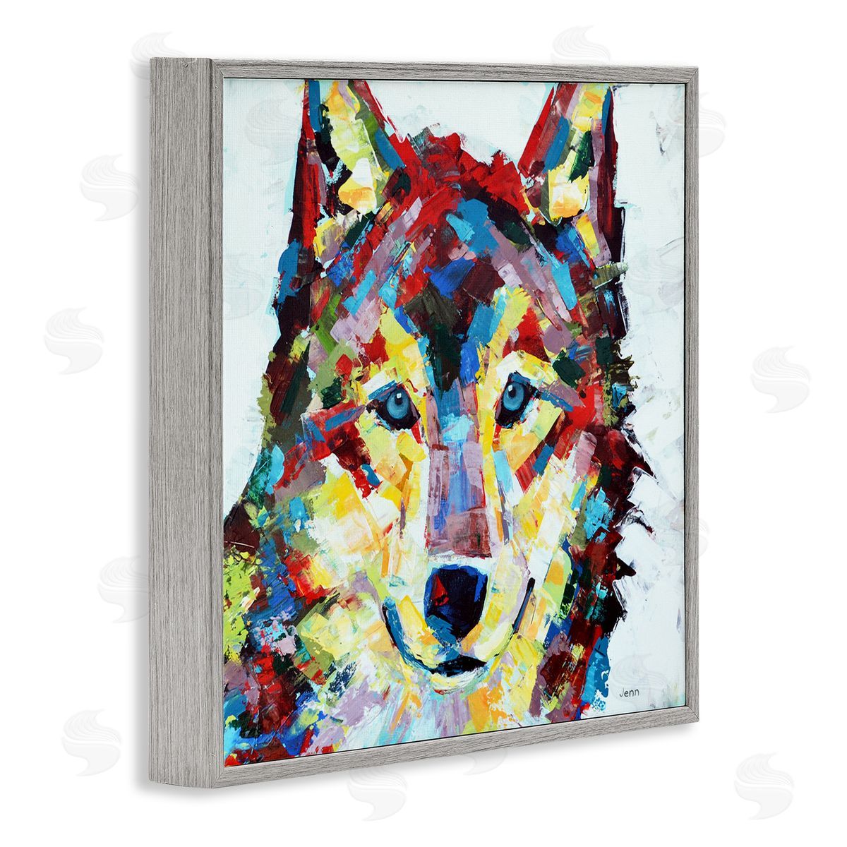 Jen Seeley Urban Style Wolf Abstract Gray Framed Glicee Wall Art Print