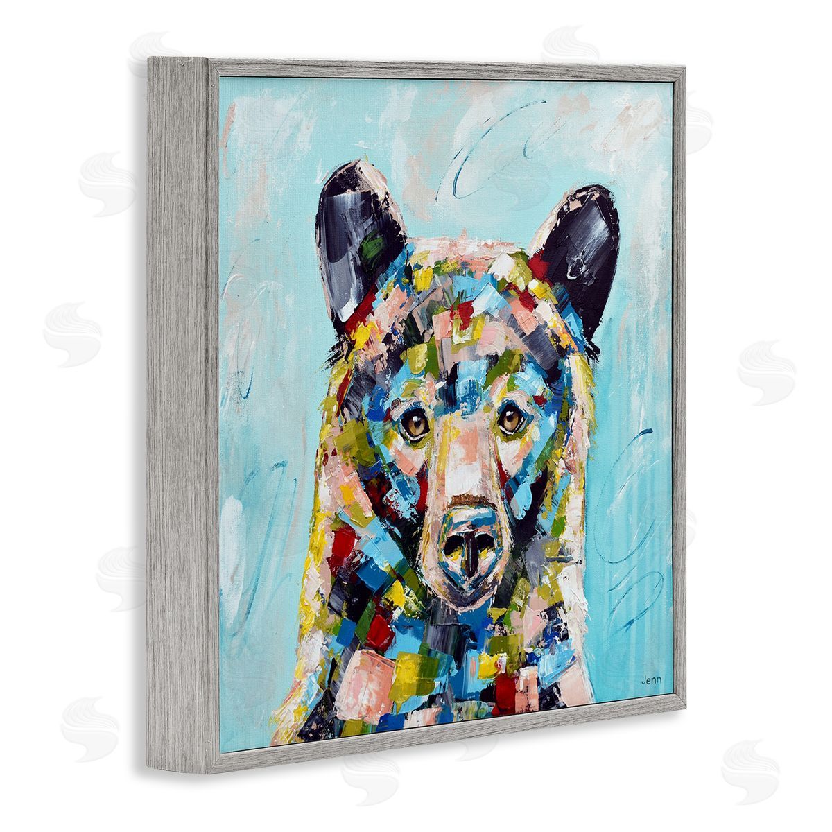 Jen Seeley Blue Toned Modern Bear Gray Framed Glicee Wall Art Print