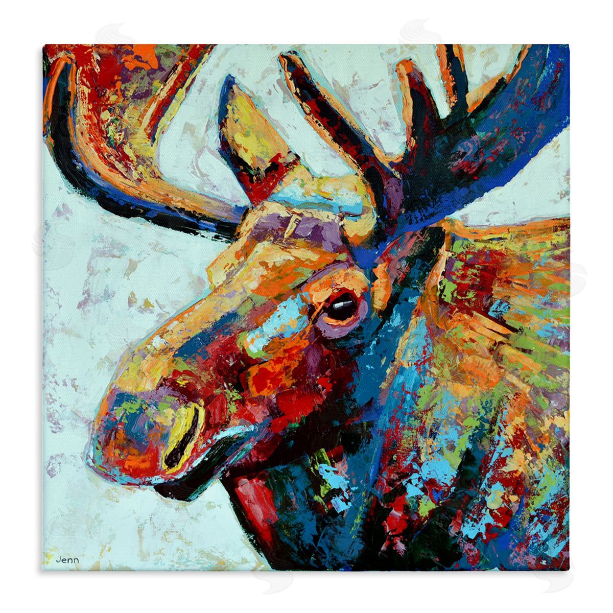 Jen Seeley Moose Portrait Modern Composition Stretched Canvas Wall Art Print