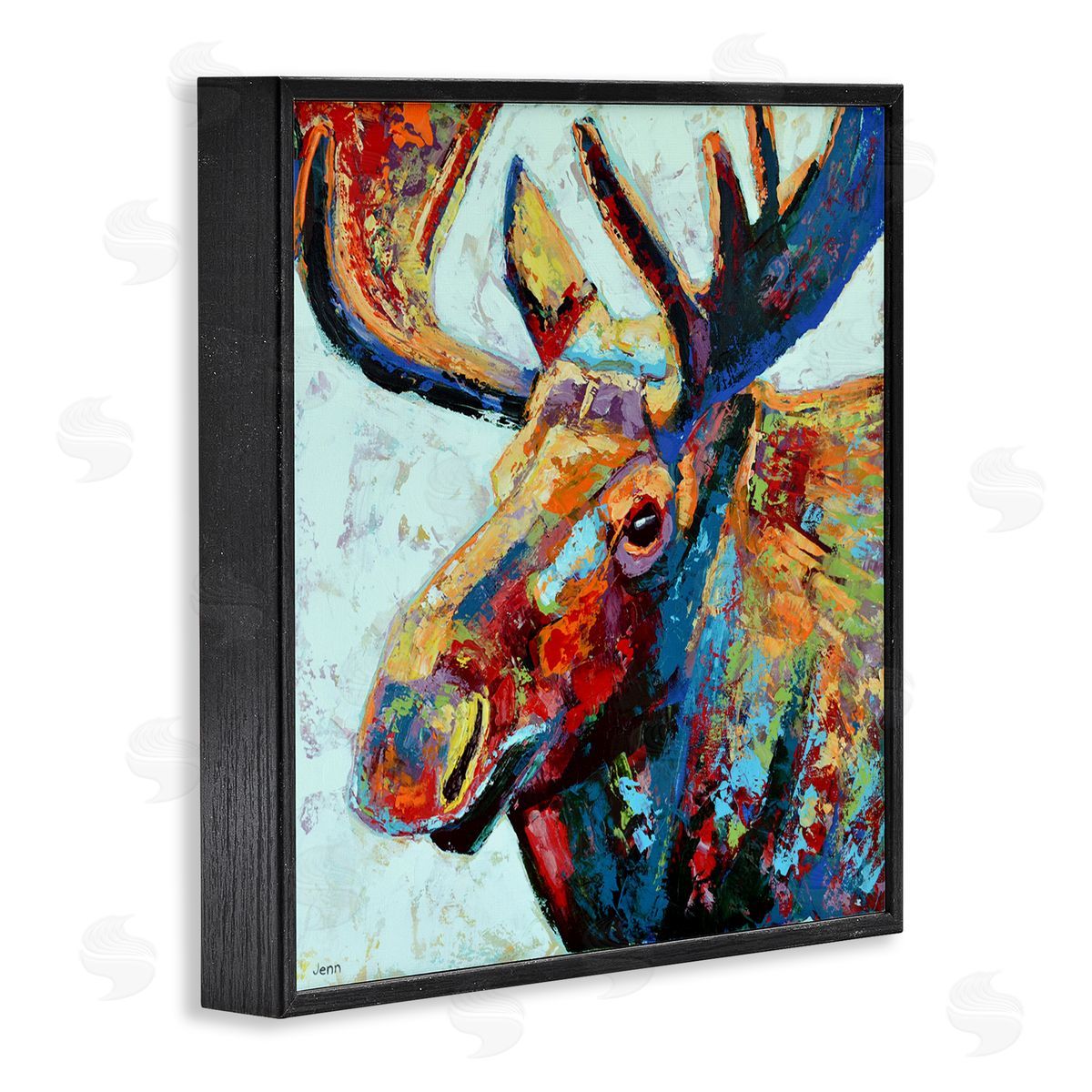 Jen Seeley Moose Portrait Modern Composition Black Framed Glicee Wall Art Print