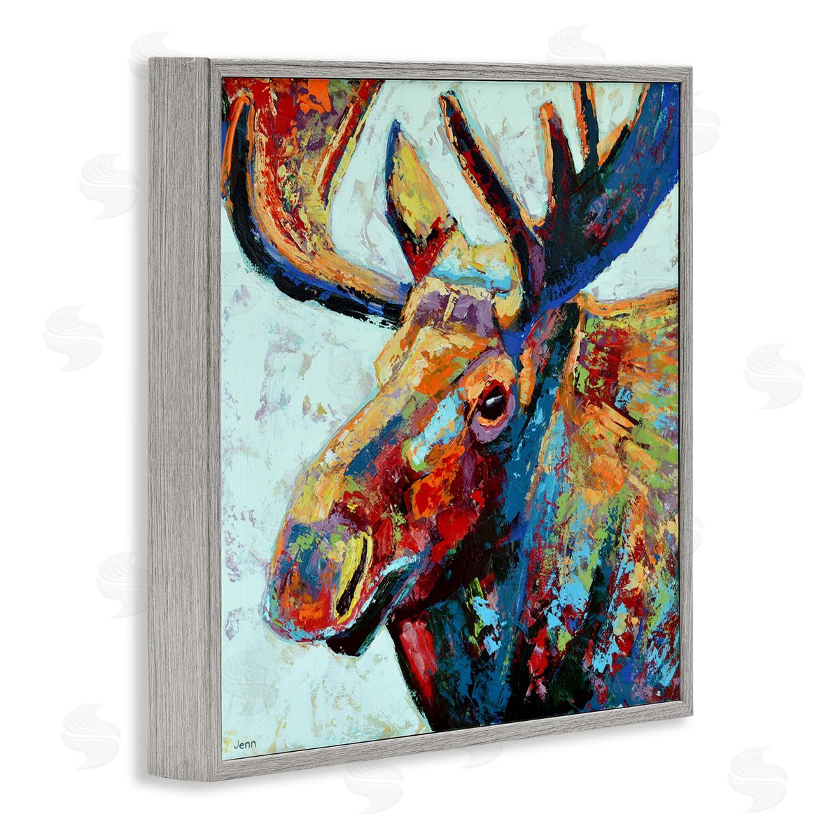 Jen Seeley Moose Portrait Modern Composition Gray Framed Glicee Wall Art Print