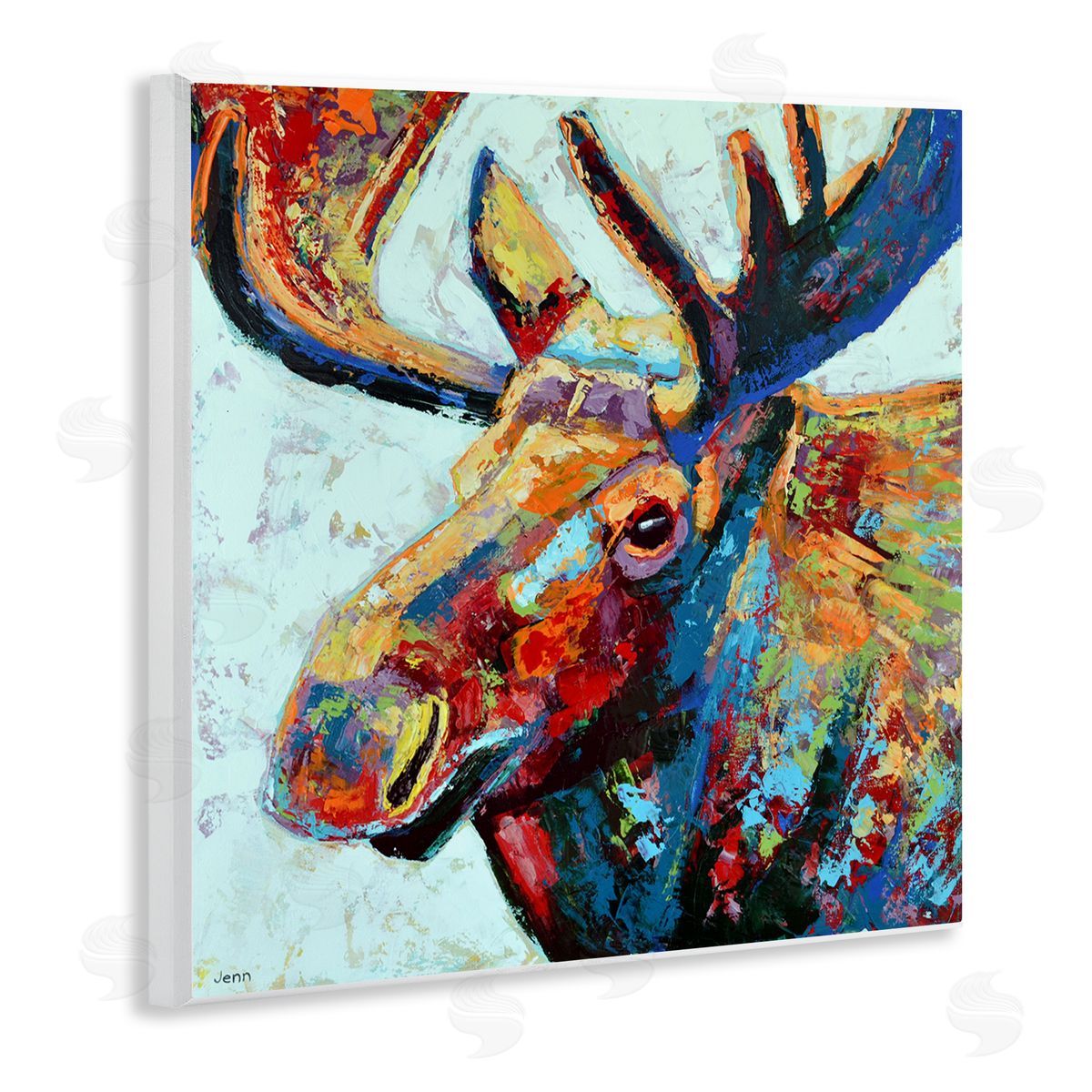 Jen Seeley Moose Portrait Modern Composition Wooden Wall Plaque Art Print