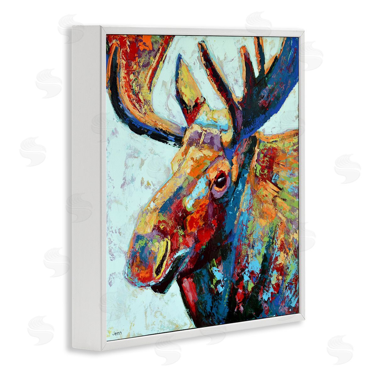 Jen Seeley Moose Portrait Modern Composition White Framed Glicee Wall Art Print