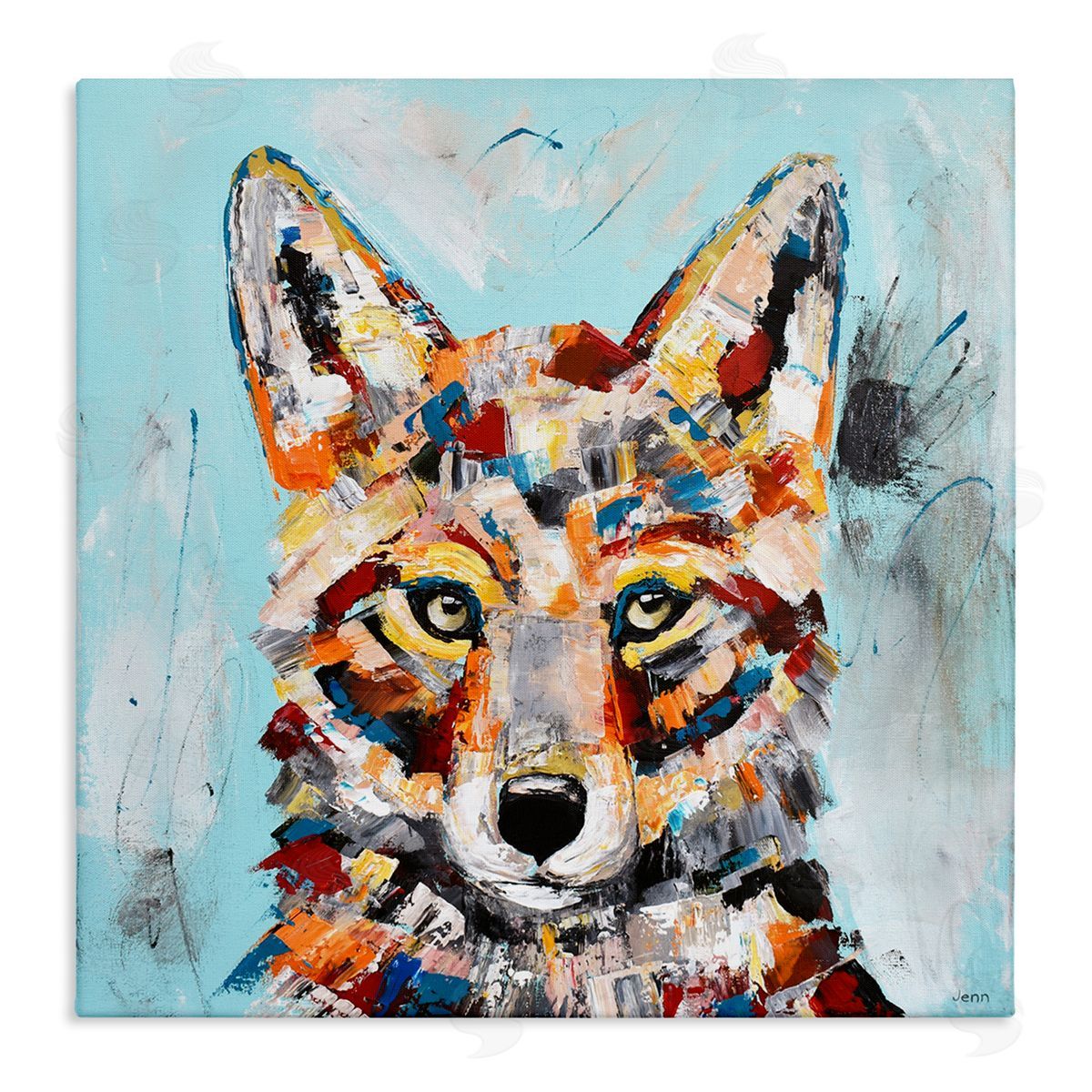 Jen Seeley Urban Fox Brushed Splatter Stretched Canvas Wall Art Print