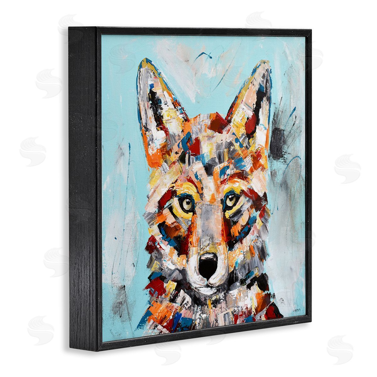Jen Seeley Urban Fox Brushed Splatter Black Framed Glicee Wall Art Print