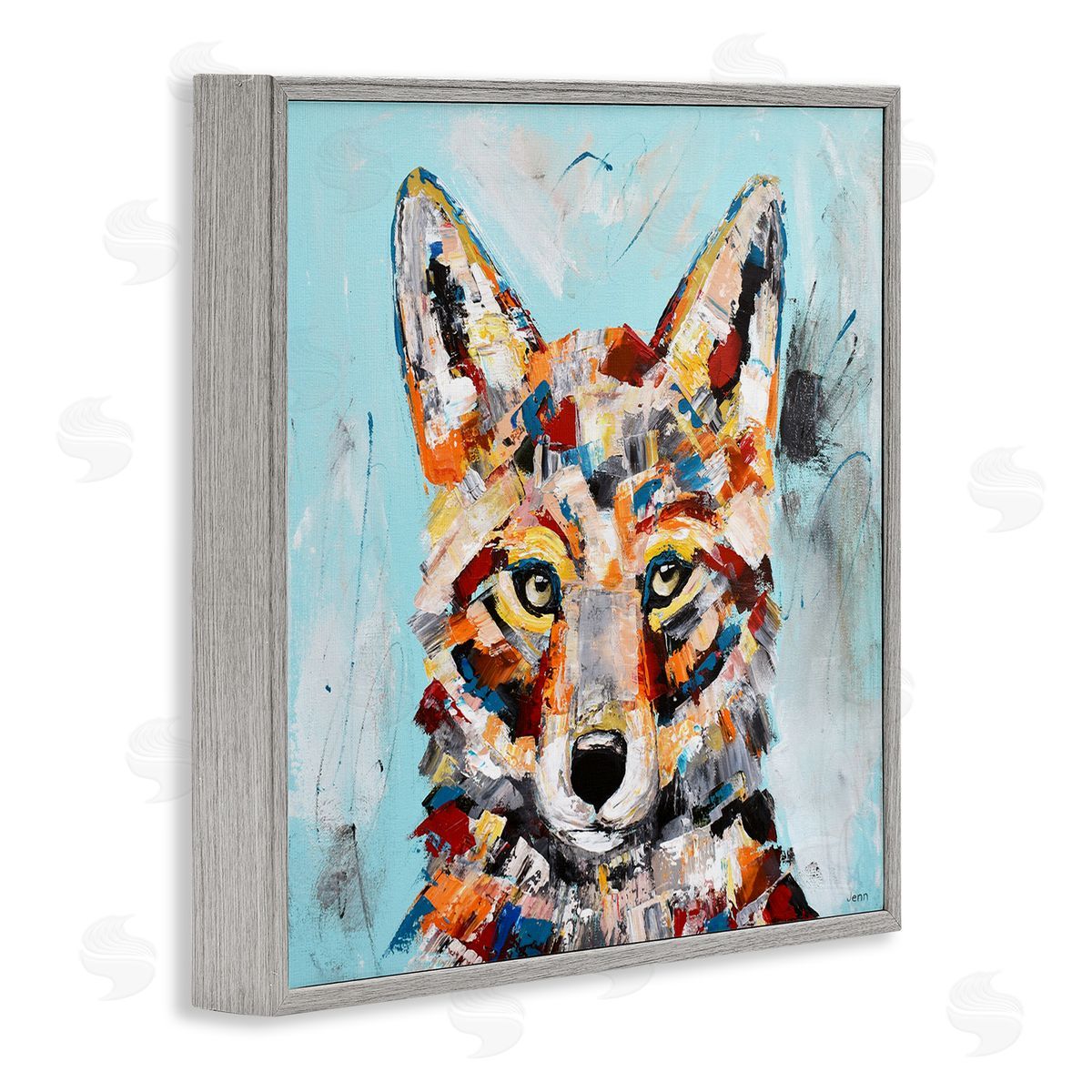 Jen Seeley Urban Fox Brushed Splatter Gray Framed Glicee Wall Art Print