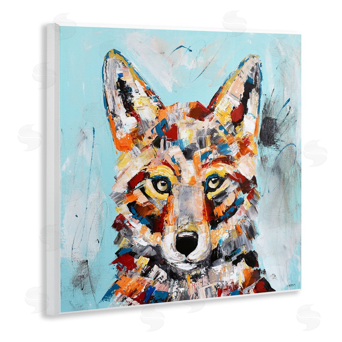 Jen Seeley Urban Fox Brushed Splatter Wooden Wall Plaque Art Print