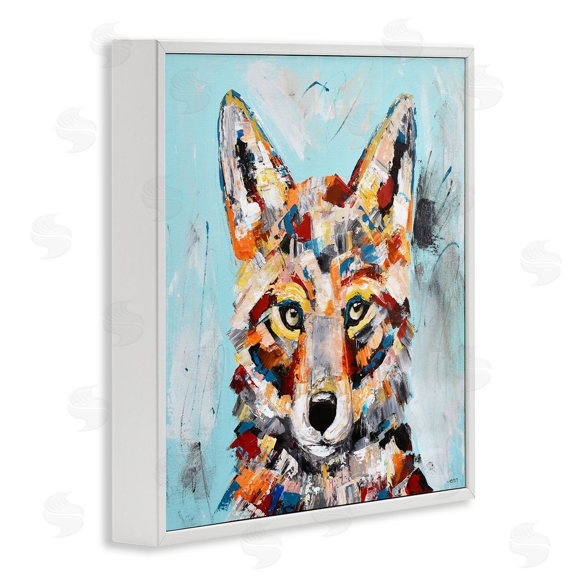 Jen Seeley Urban Fox Brushed Splatter White Framed Glicee Wall Art Print