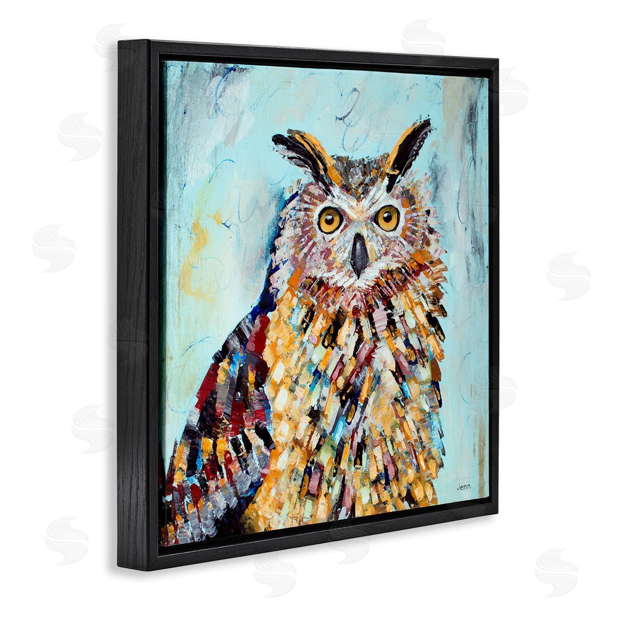 Jen Seeley Street Style Modern Owl Black Floating Frame Canvas Wall Art Print
