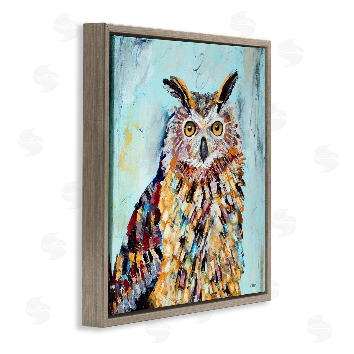 Jen Seeley Street Style Modern Owl Brown Floating Frame Canvas Wall Art Print